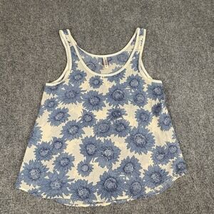 Mudd Tank Top S Blue Sunflower Boho Y2K Indie Sleeveless Flowy‎ Festival Floral